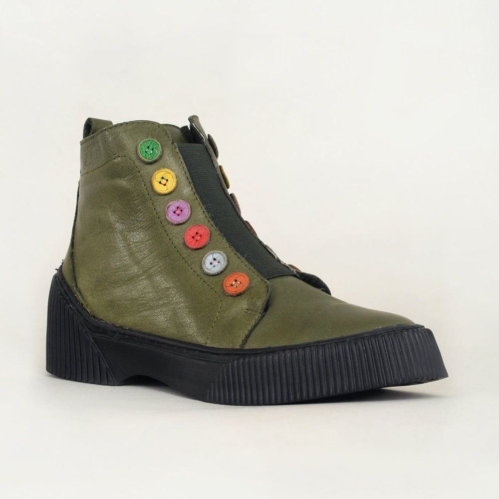 Gelato Tina Button boot - olive green